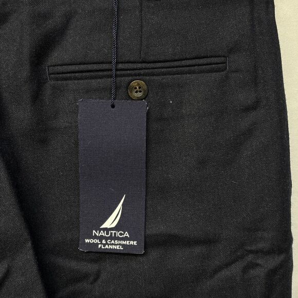 NWT Vintage Nautica Men Wool Cashmere Flannel Pants Size 32x32 Pleated D050 -11 - Picture 9 of 16